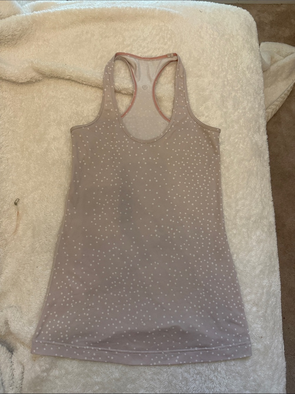 Lululemon cool racerback tank size 6 taupe polka dot